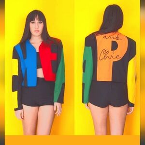VINTAGE MOSCHINO CHEAP AND CHIC COLOR BLOCK JACKET Preowned Sz Small EUC